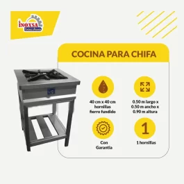 Cocina industrial de 1 hornilla en acero Inox